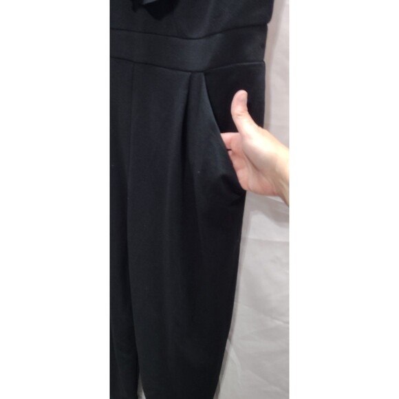 Tahari Arthur S. Levine Womens 12 Jumpsuit Black Sleeveless Ruffles Wide Leg - Picture 3 of 11